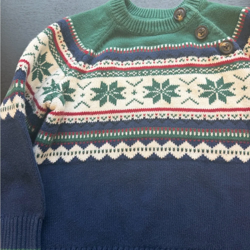 Gymboree Green & Navy Fair Isle Crewneck Sweater